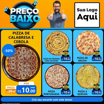Modelo de Rede Social para Feed Facebook com o tema Preço Baixo para Pizzaria