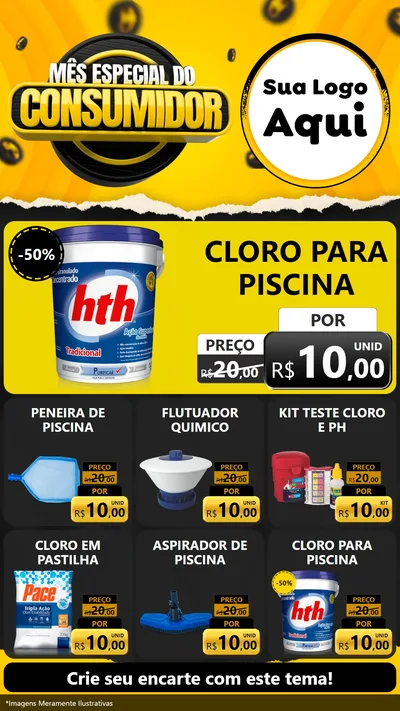 Modelo de Rede Social para Stories com o tema Mês Especial do Consumidor para Produtos para Piscina