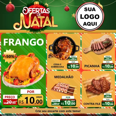Modelo de Rede Social para Feed Facebook com o tema Ofertas de Natal para Assados