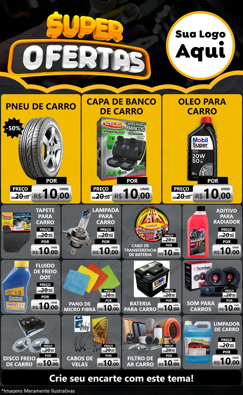 Modelo de Encarte para Encarte Grande com o tema Super Ofertas - Autopeças para Auto peças