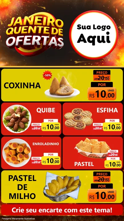 Modelo de TV para TV Vertical com o tema Janeiro Quente de Ofertas para Salgadaria