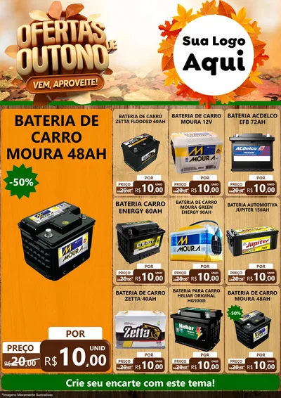 Modelo de Encarte para Encarte A4 Vertical com o tema Ofertas de Outono - Vem, Aproveite! para Baterias Elétricas