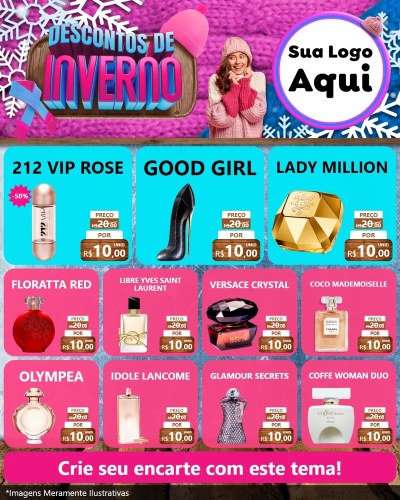 Modelo de Rede Social para Feed Instagram com o tema Descontos de Inverno para Perfumes