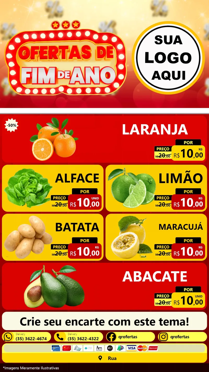 Modelo de TV para TV Vertical com o tema Ofertas de Fim de Ano para Hortifrúti