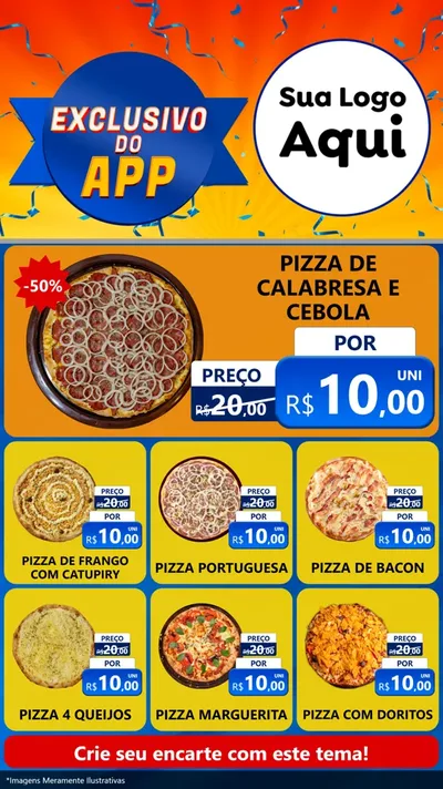 Modelo de Rede Social para Stories com o tema Exclusivo do Aplicativo para Pizzaria