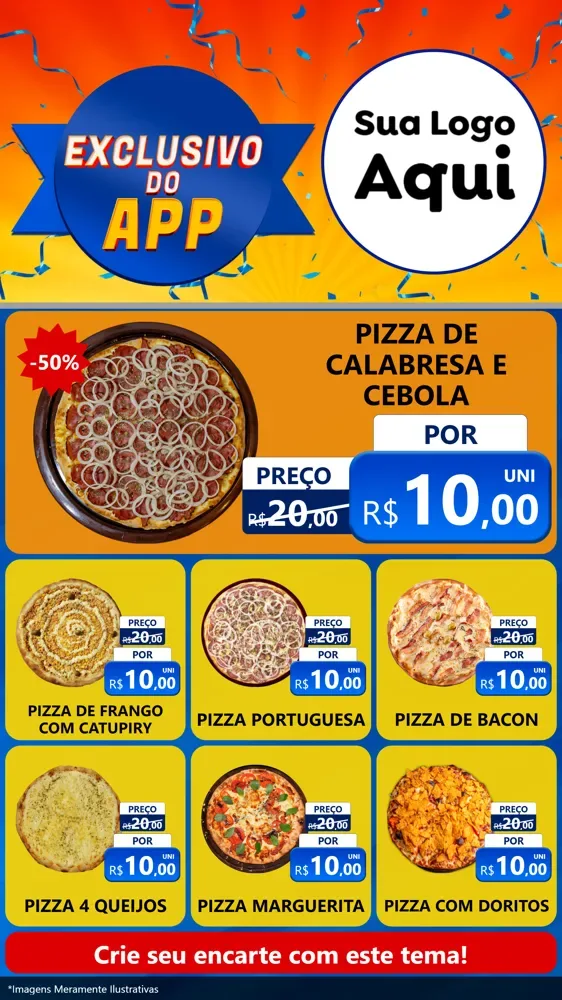 Modelo de Rede Social para Stories com o tema Exclusivo do Aplicativo para Pizzaria