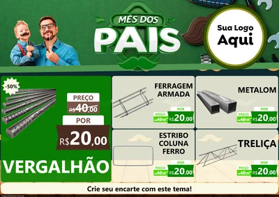 Modelo de Encarte para Encarte A4 Horizontal com o tema Mês dos Pais para Ferragens