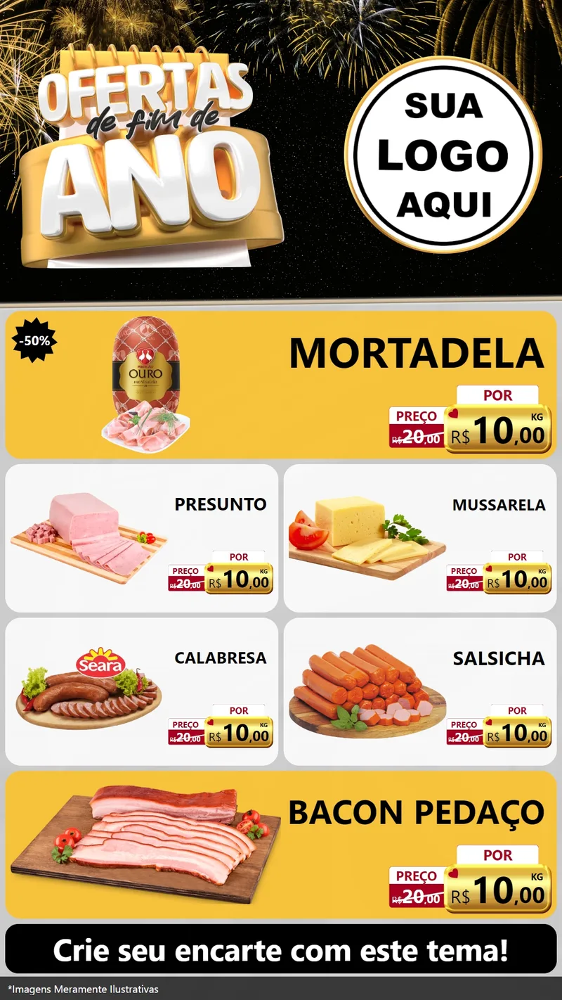 Modelo de TV para TV Vertical com o tema Ofertas de Fim de Ano para Frios e Laticínios