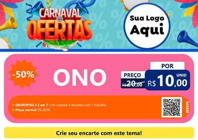 Modelo de Cartaz para Cartaz A4 Horizontal com o tema Carnaval de Ofertas para Óticas