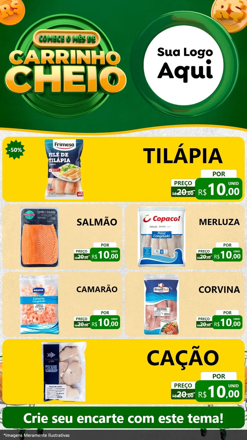 Modelo de TV para TV Vertical com o tema Carrinho Cheio para Peixaria