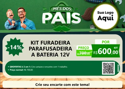 Modelo de Cartaz para Cartaz A4 Horizontal com o tema Mês dos Pais para Maquinas e Ferramentas