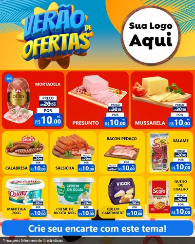 Modelo de Rede Social para Feed Instagram com o tema Verão de Ofertas para Frios e Laticínios