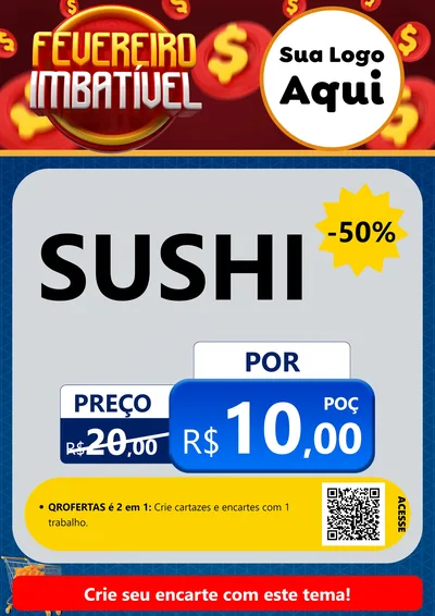 Modelo de Cartaz para Cartaz A4 Vertical com o tema Fevereiro Imbatível para Comida japonesa
