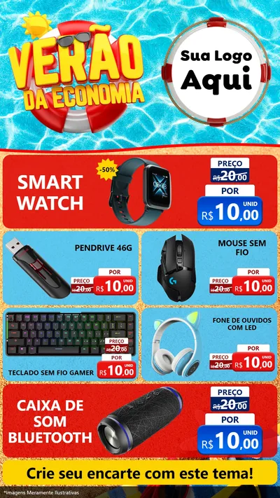 Modelo de TV para TV Vertical com o tema Verão da Economia para Informática