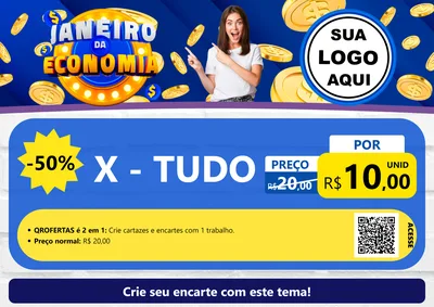 Modelo de Cartaz para Cartaz A4 Horizontal com o tema Janeiro da Economia para Hamburgueria