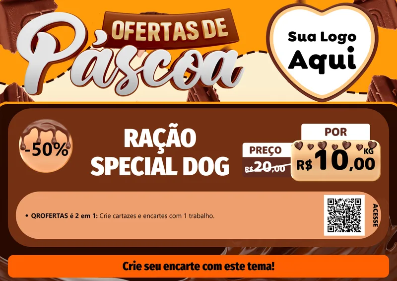 Modelo de Cartaz para Cartaz A4 Horizontal com o tema Ofertas de Páscoa para Pet Shop