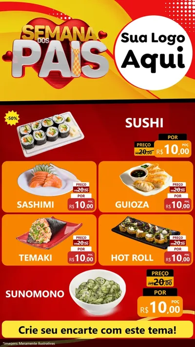 Modelo de TV para TV Vertical com o tema Semana Dos Pais para Comida japonesa
