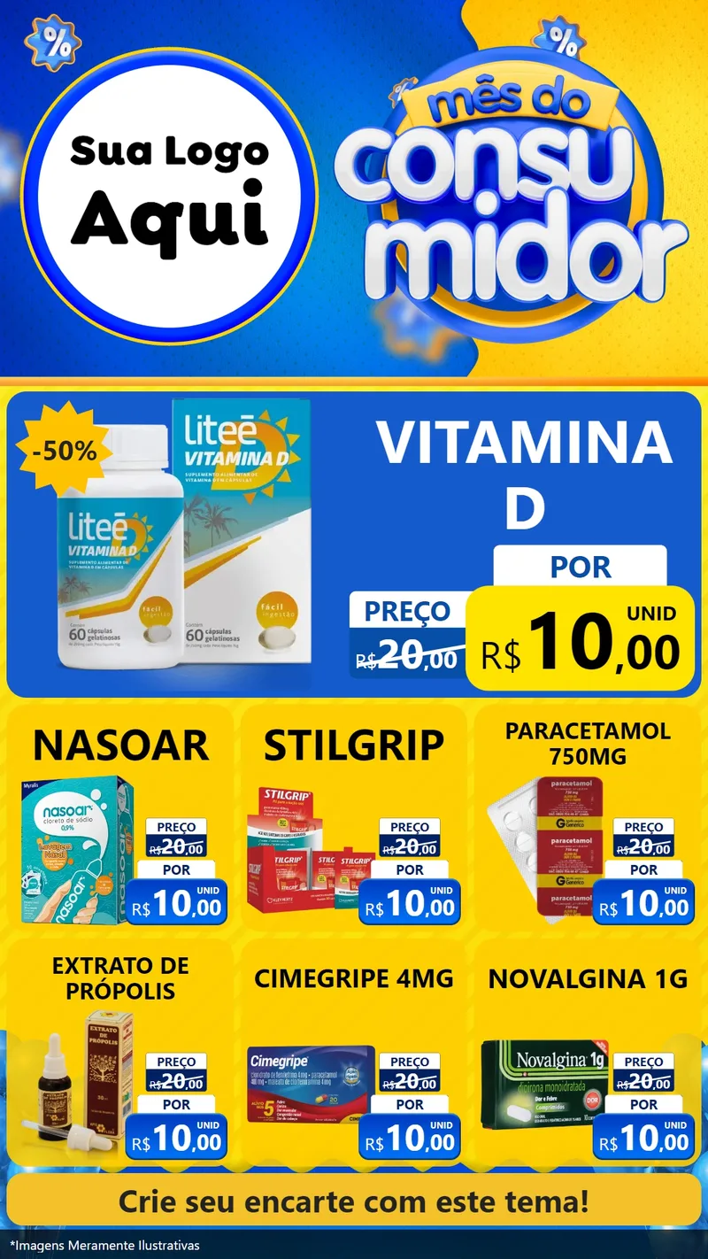 Modelo de Rede Social para Stories com o tema Mês do Consumidor para Farmácia