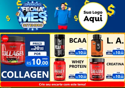Modelo de Encarte para Encarte A4 Horizontal com o tema Operação Fecha Mês Setembro para Suplementos alimentares