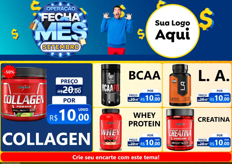 Modelo de Encarte para Encarte A4 Horizontal com o tema Operação Fecha Mês Setembro para Suplementos alimentares