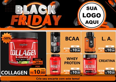 Modelo de Encarte para Encarte A4 Horizontal com o tema Black Friday para Suplementos alimentares