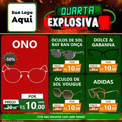 Modelo de Rede Social para Feed Facebook com o tema Quarta Explosiva para Óticas