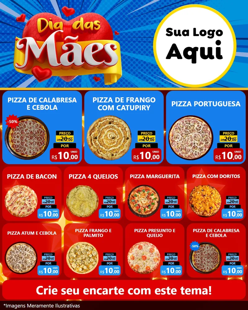 Modelo de Rede Social para Feed Instagram com o tema Dia das Mães para Pizzaria