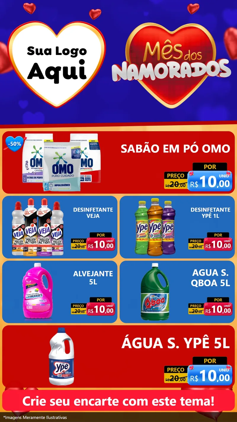 Modelo de TV para TV Vertical com o tema Mês dos Namorados para Produtos de Limpeza