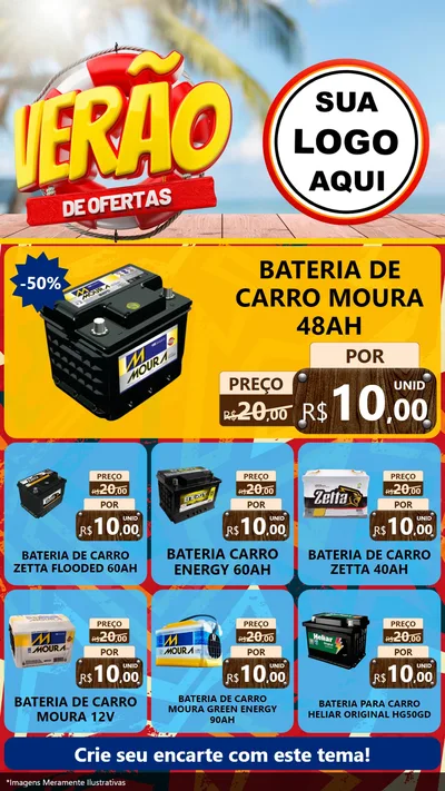 Modelo de Rede Social para Stories com o tema Verão de Ofertas para Baterias Elétricas