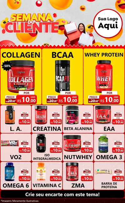 Modelo de Encarte para Encarte Grande com o tema Semana do Cliente para Suplementos alimentares