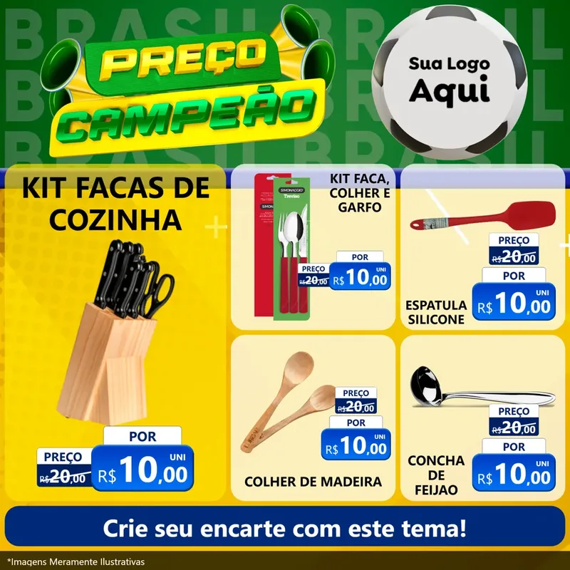Modelo de Rede Social para Feed Facebook com o tema Preço Campeão - Copa para Utilidades Domésticas