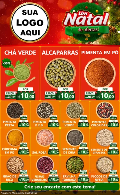 Modelo de Encarte para Encarte Grande com o tema Um Natal de Ofertas para Produtos Naturais