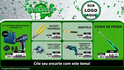 Modelo de TV para TV Horizontal com o tema Promoção de Aniversário - 15 Anos para Maquinas e Ferramentas