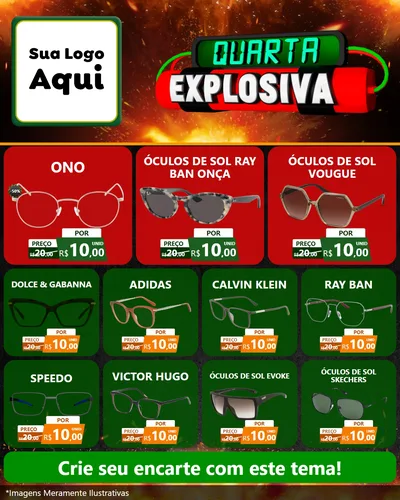 Modelo de Rede Social para Feed Instagram com o tema Quarta Explosiva para Óticas