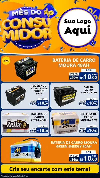 Modelo de TV para TV Vertical com o tema Mês do Consumidor para Baterias Elétricas