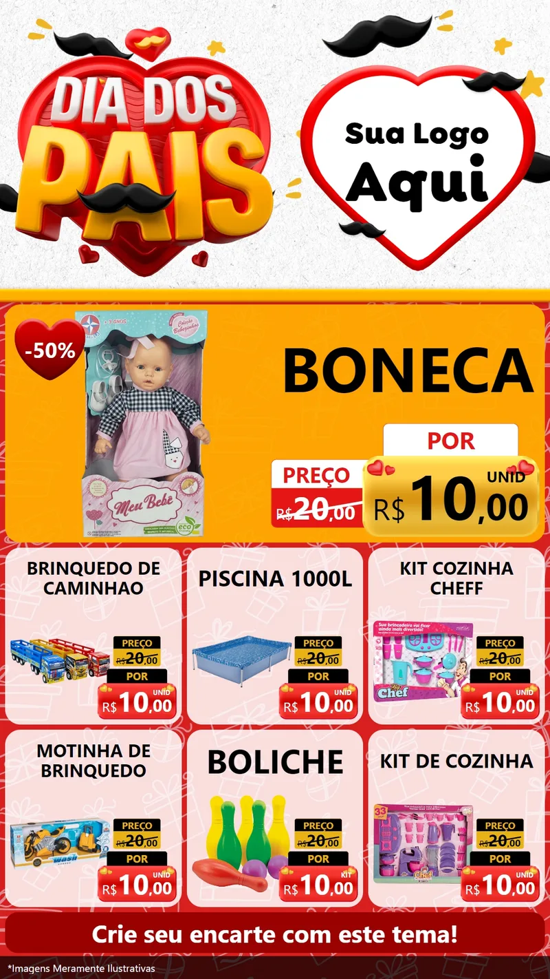 Modelo de Rede Social para Stories com o tema Dia dos Pais para Brinquedos