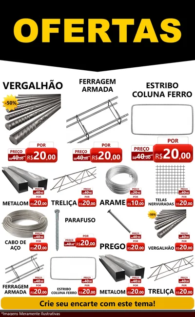 Modelo de Encarte para Encarte Grande com o tema Ofertas Preto e Vermelho Cartaz para Ferragens