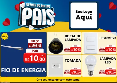 Modelo de Encarte para Encarte A4 Horizontal com o tema Oferta Do Dia Dos Pais para Materiais Elétricos