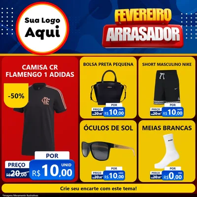 Modelo de Rede Social para Feed Facebook com o tema Fevereiro Arrasador para Roupas e acessórios