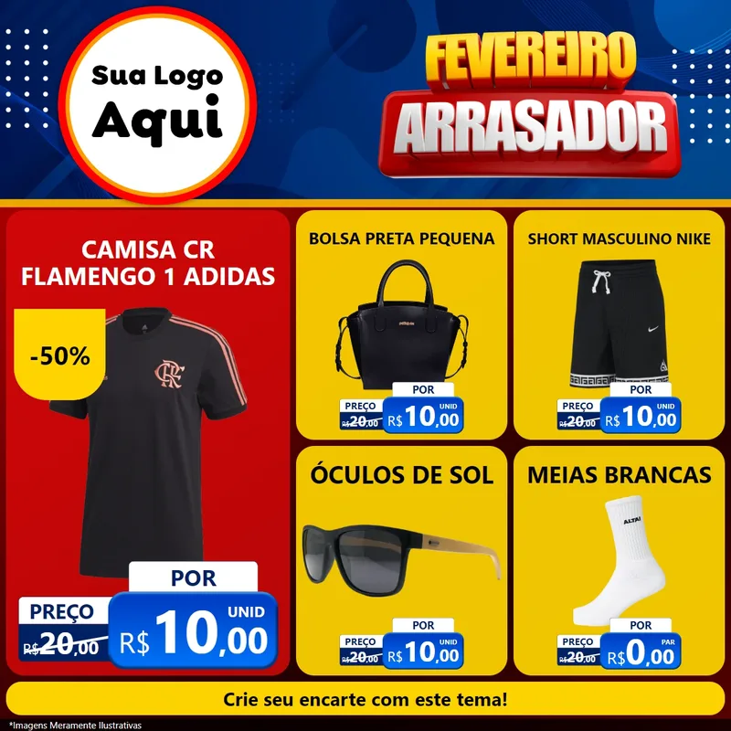 Modelo de Rede Social para Feed Facebook com o tema Fevereiro Arrasador para Roupas e acessórios
