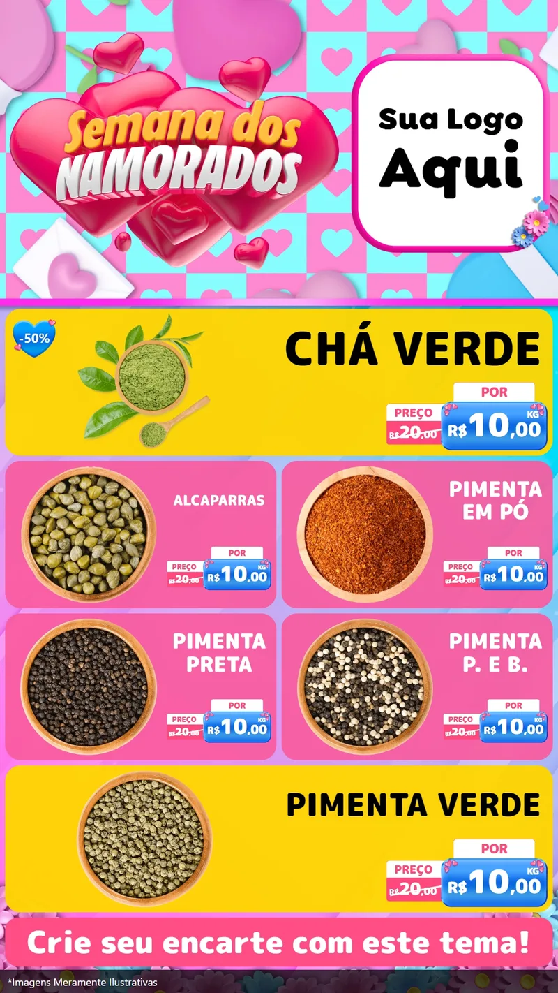 Modelo de TV para TV Vertical com o tema Semana dos Namorados para Produtos Naturais
