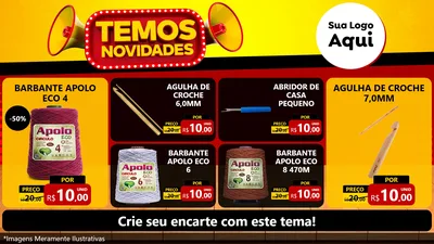 Modelo de TV para TV Horizontal com o tema Temos Novidades para Armarinho e Aviamentos