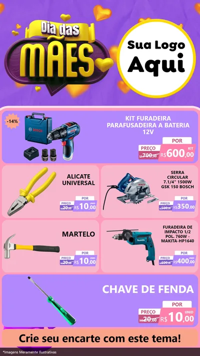 Modelo de TV para TV Vertical com o tema Dia das Mães para Maquinas e Ferramentas