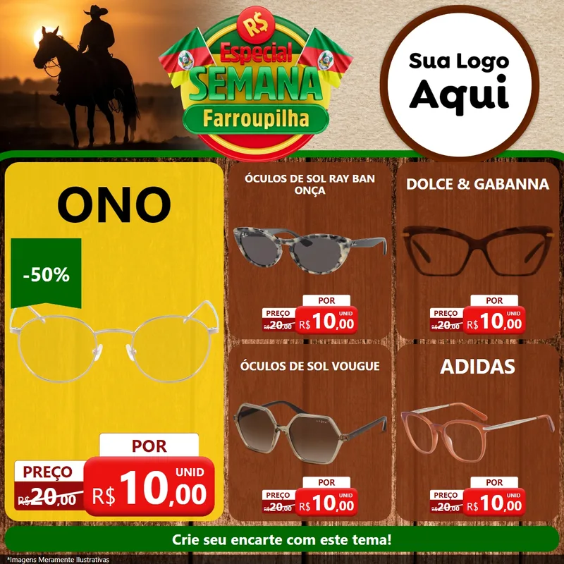 Modelo de Rede Social para Feed Facebook com o tema Especial Semana Farroupilha para Óticas