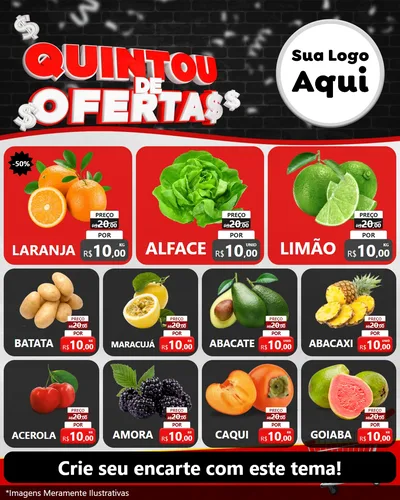 Modelo de Rede Social para Feed Instagram com o tema Quintou de Ofertas para Hortifrúti