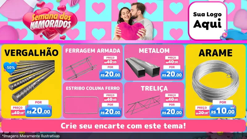 Modelo de TV para TV Horizontal com o tema Semana dos Namorados para Ferragens