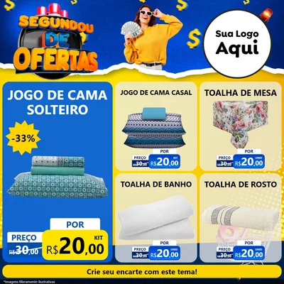 Modelo de Rede Social para Feed Facebook com o tema Segundou de Ofertas para Cama, Mesa e Banho