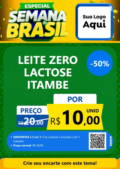 Modelo de Cartaz para Cartaz A4 Vertical com o tema Especial Semana do Brasil para Frios e Laticínios