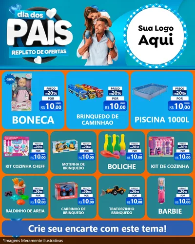 Modelo de Rede Social para Feed Instagram com o tema Dia Dos Pais Repleto de Ofertas para Brinquedos