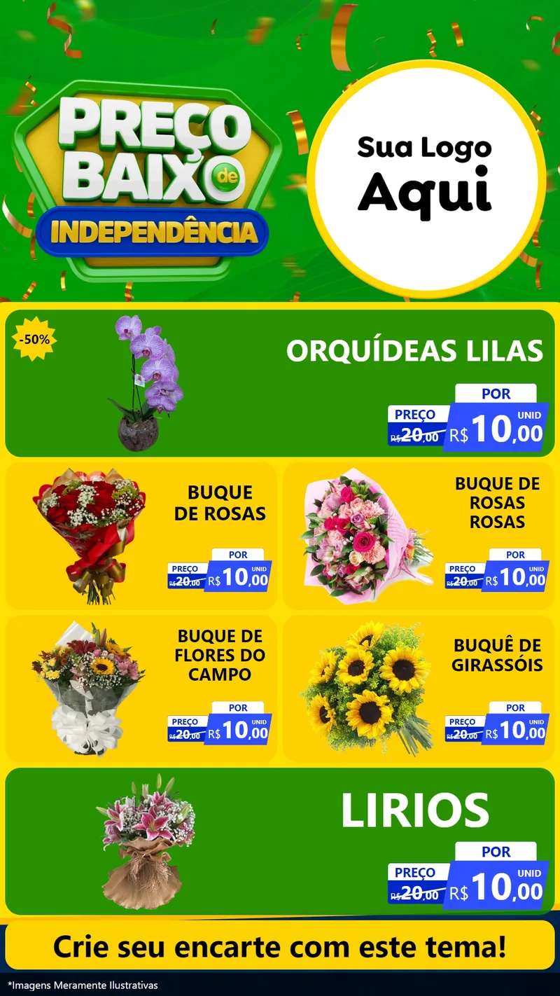 Modelo de TV para TV Vertical com o tema Preço Baixo de Independência para Floricultura e jardim